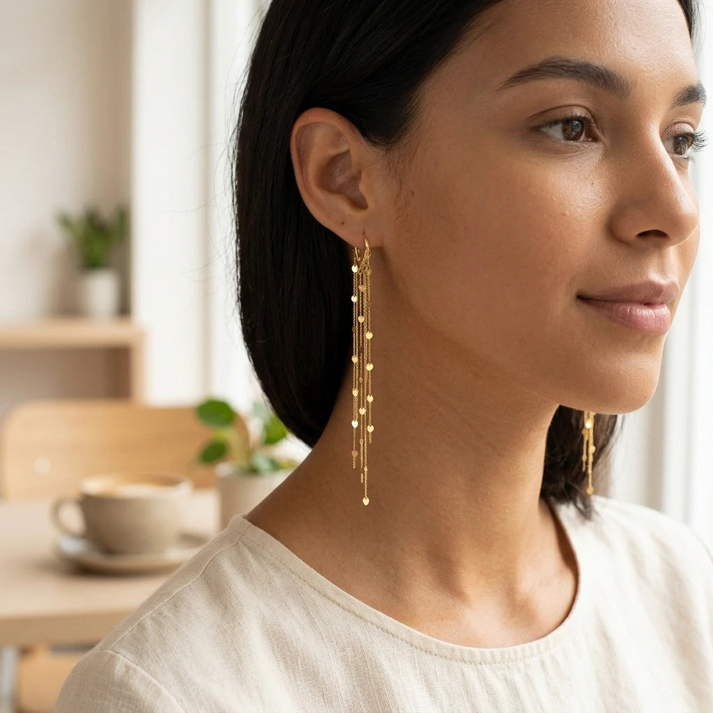 Gold Heart Tassel Earrings - Shine Bright!