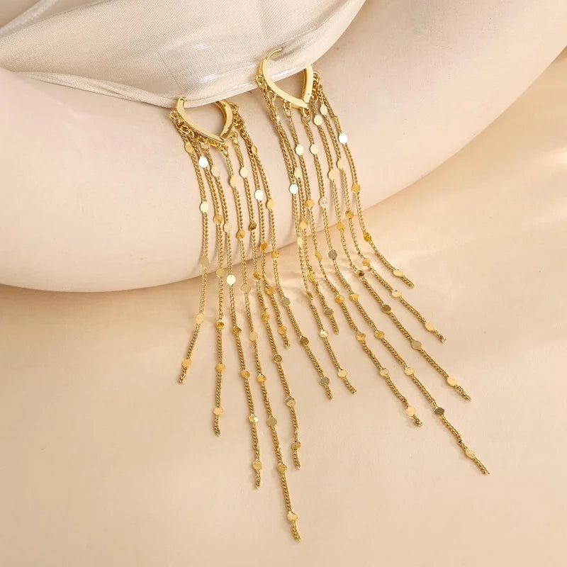 Gold Heart Tassel Earrings - Shine Bright!
